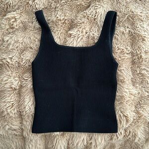 Babaton knit ribbed sculpt tank - black small